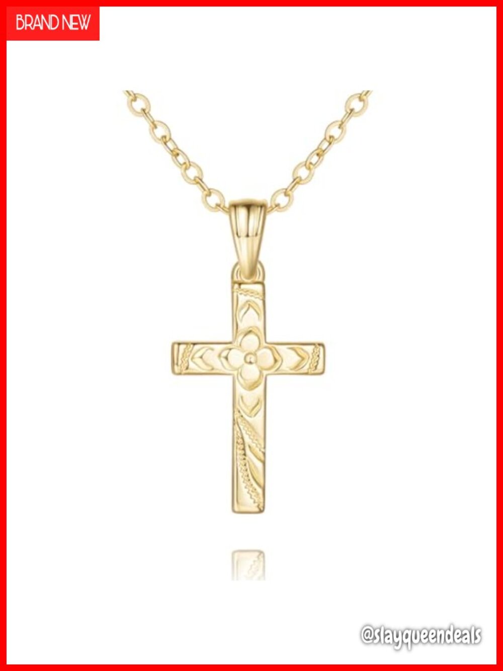 Gold Plated Cross Necklace 14k Gold Plated Cable Chain Pendant